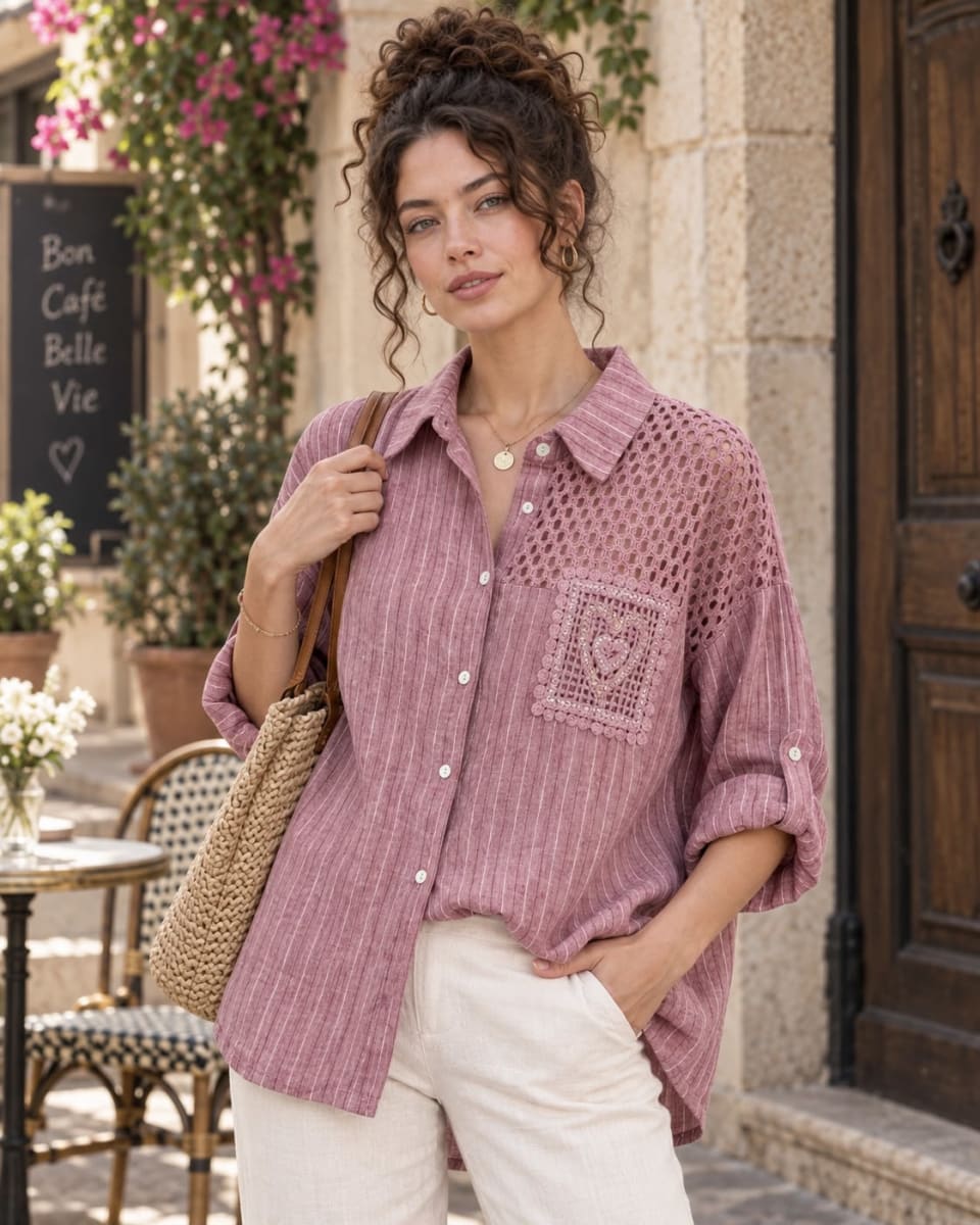 Blusa Con Tejido Latera Cuadro Corazon A1-157