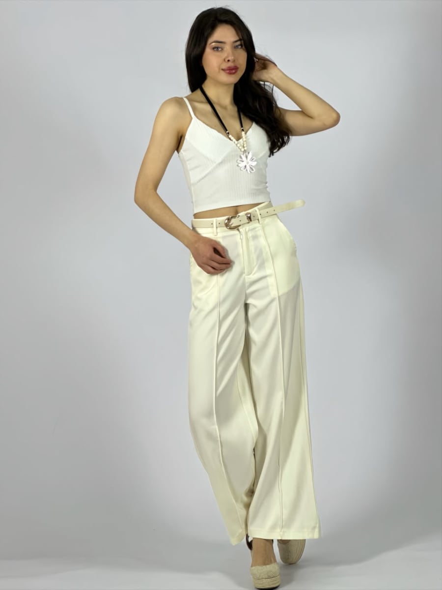 Pantalon Con Cinturon Diseño Costura Central A1-221