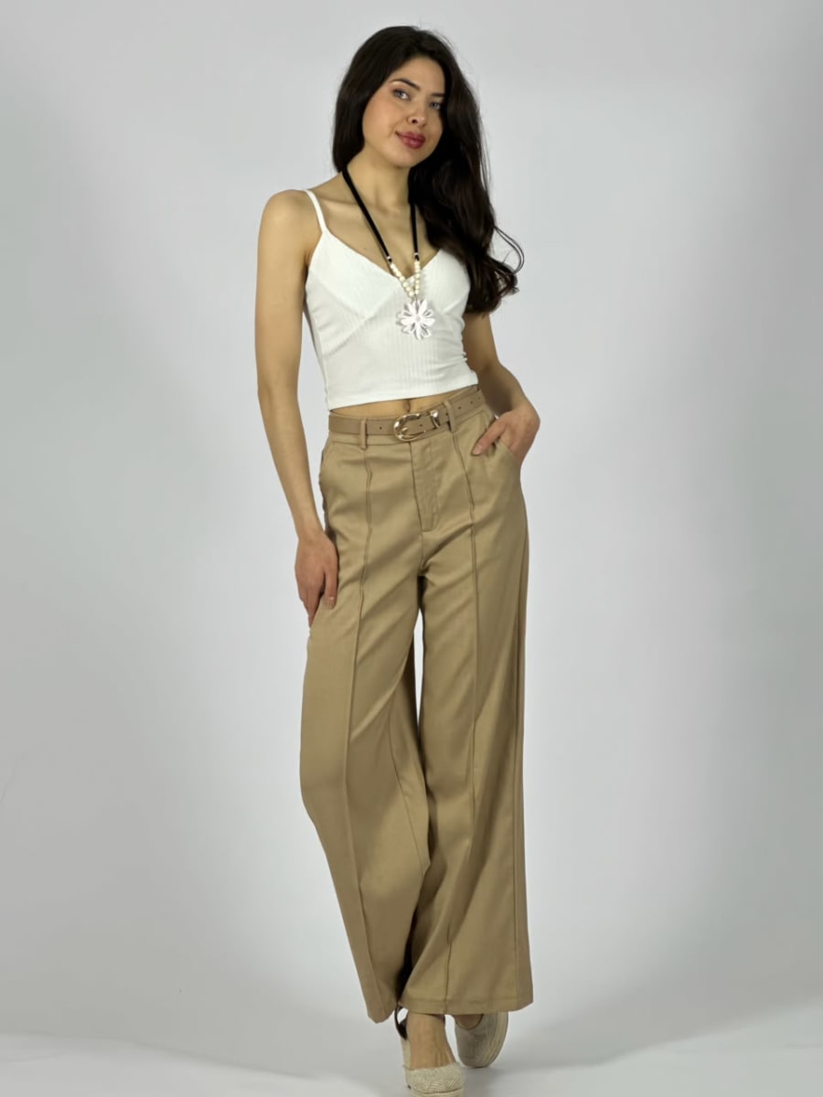Pantalon Con Cinturon Diseño Costura Central A1-225