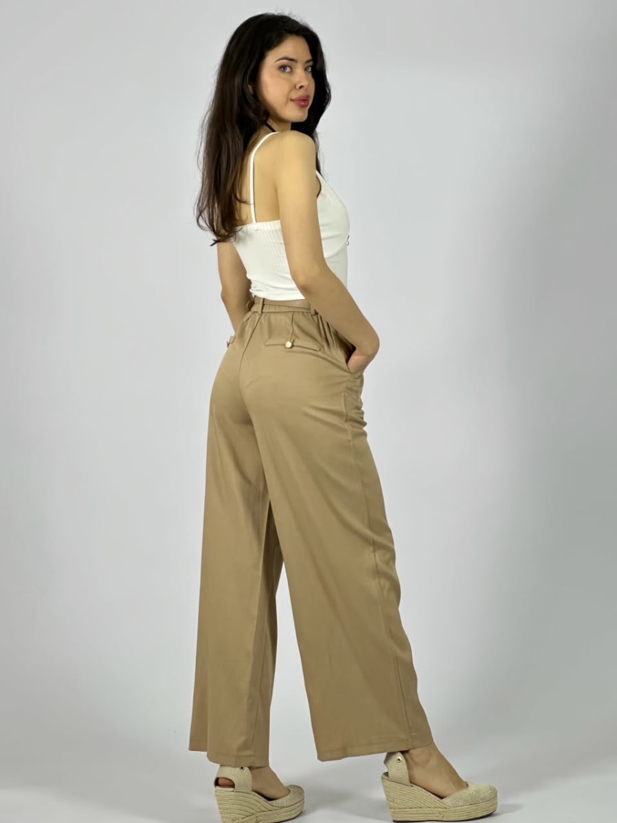 Pantalon Con Cinturon Diseño Costura Central A1-226