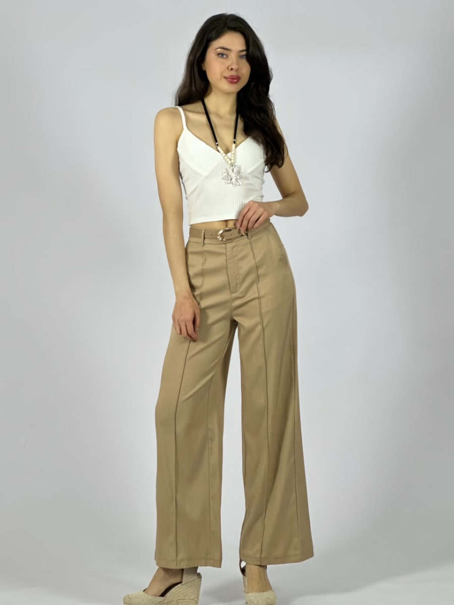 Pantalon Con Cinturon Diseño Costura Central A1-224