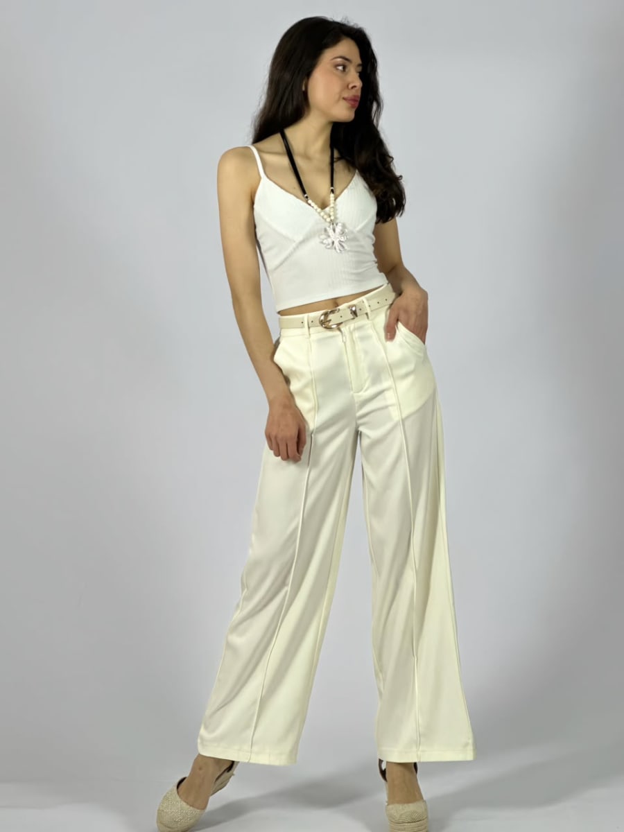 Pantalon Con Cinturon Diseño Costura Central A1-222