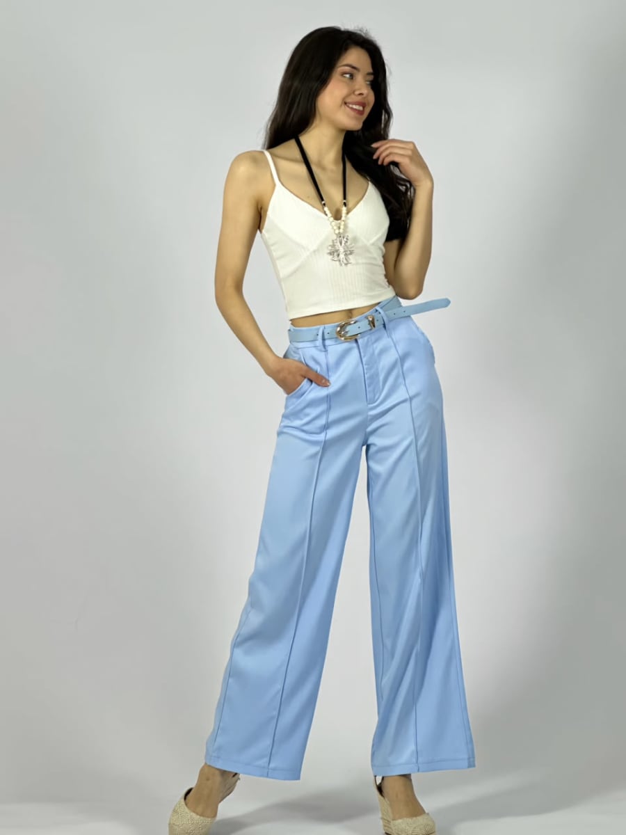 Pantalon Con Cinturon Diseño Costura Central A1-228