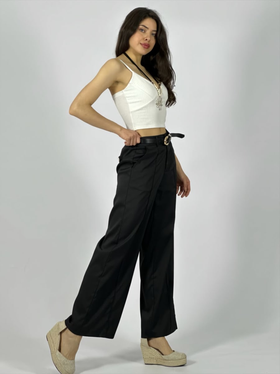 Pantalon Con Cinturon Diseño Costura Central A1-2210