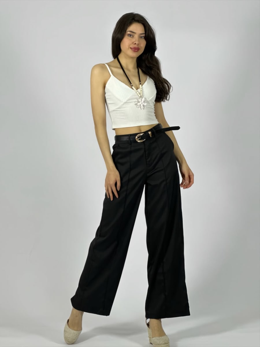 Pantalon Con Cinturon Diseño Costura Central A1-229