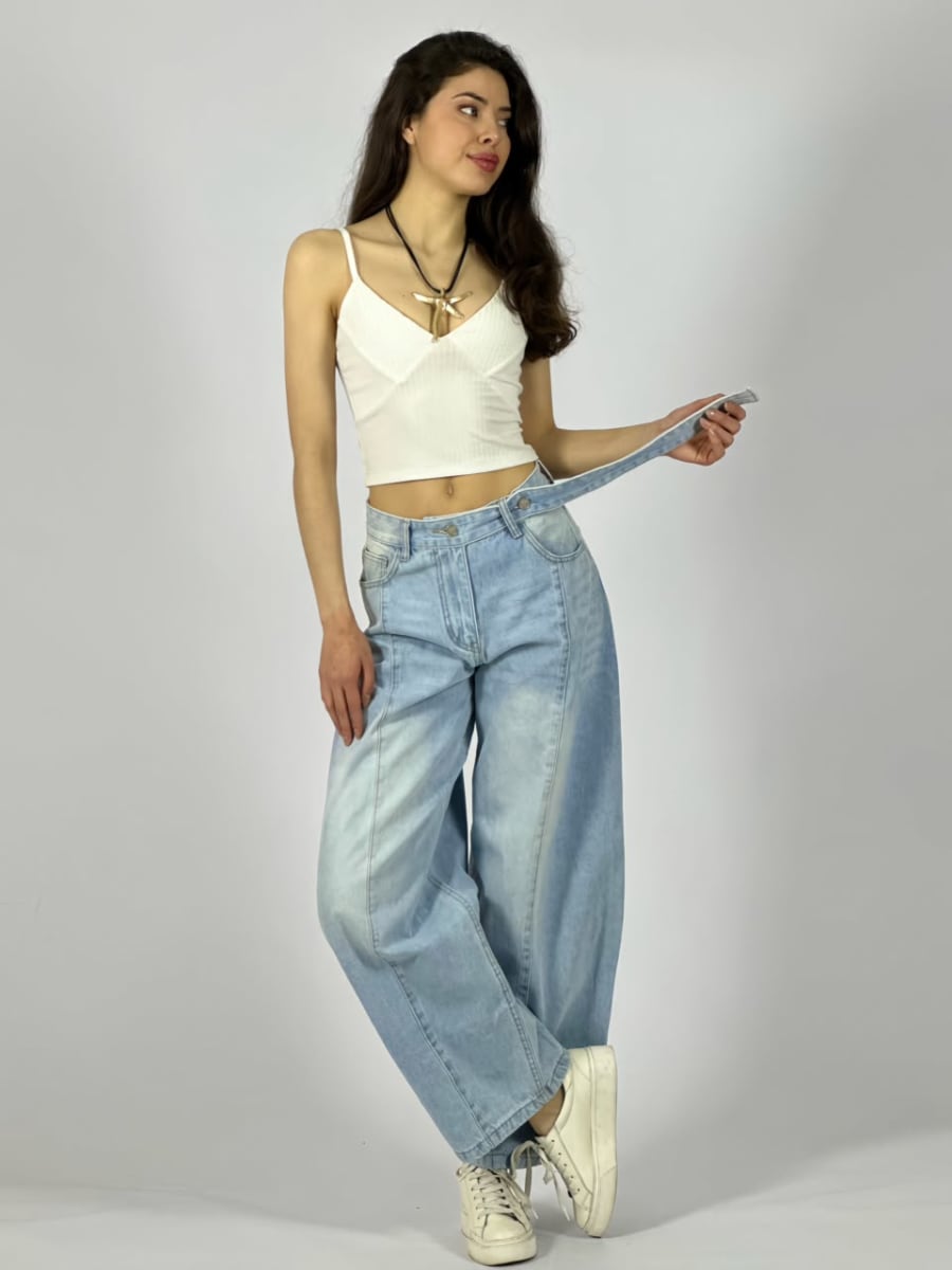 Pantalon Mezclilla Doble Boton Con Cinturon A3-778