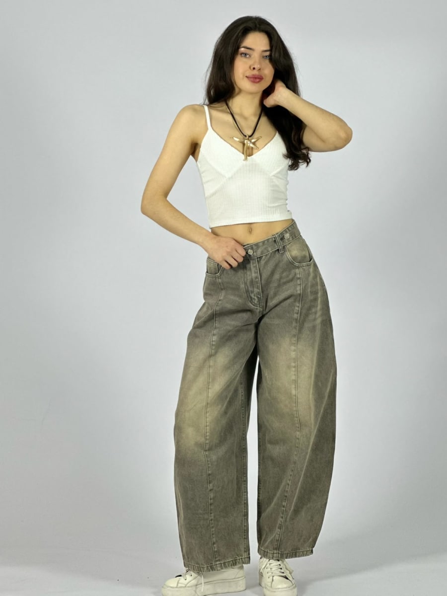 Pantalon Mezclilla Doble Boton Con Cinturon A3-774