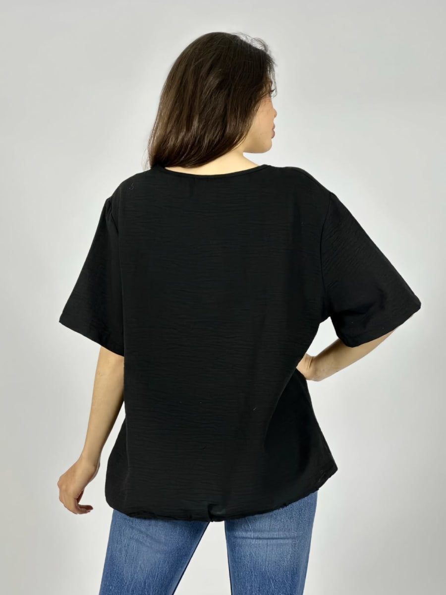 Polera Crepe Cuello V Flor Bordada Con Brillo A1-66