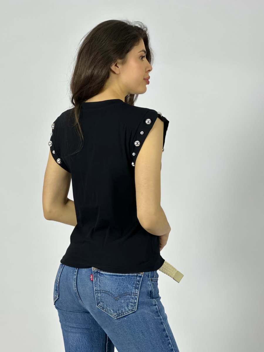 Polera Algodon Tachas en Cuello y Mangas A3-735