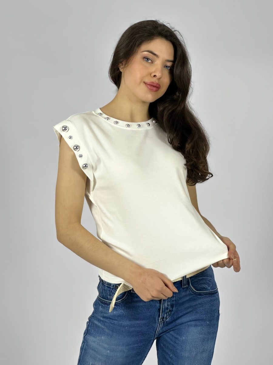 Polera Algodon Tachas en Cuello y Mangas A3-737