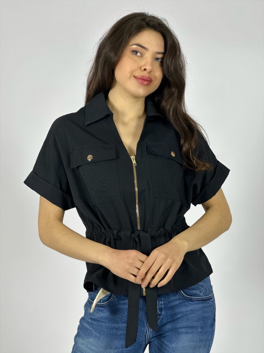 Blusa Con Bolsillos y Cierre Tela Cey A1-454
