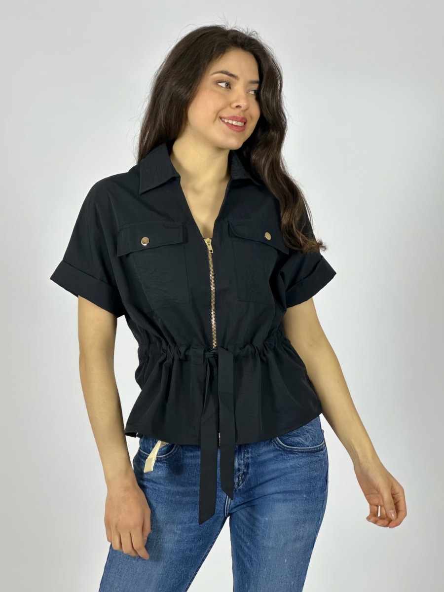 Blusa Con Bolsillos y Cierre Tela Cey A1-455