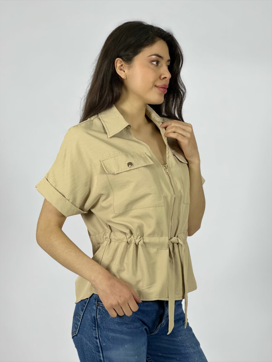 Blusa Con Bolsillos y Cierre Tela Cey A1-459