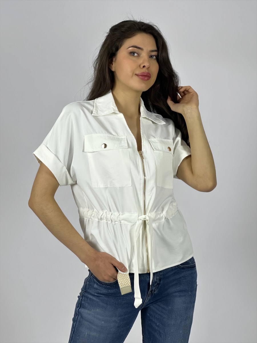 Blusa Con Bolsillos y Cierre Tela Cey A1-4510