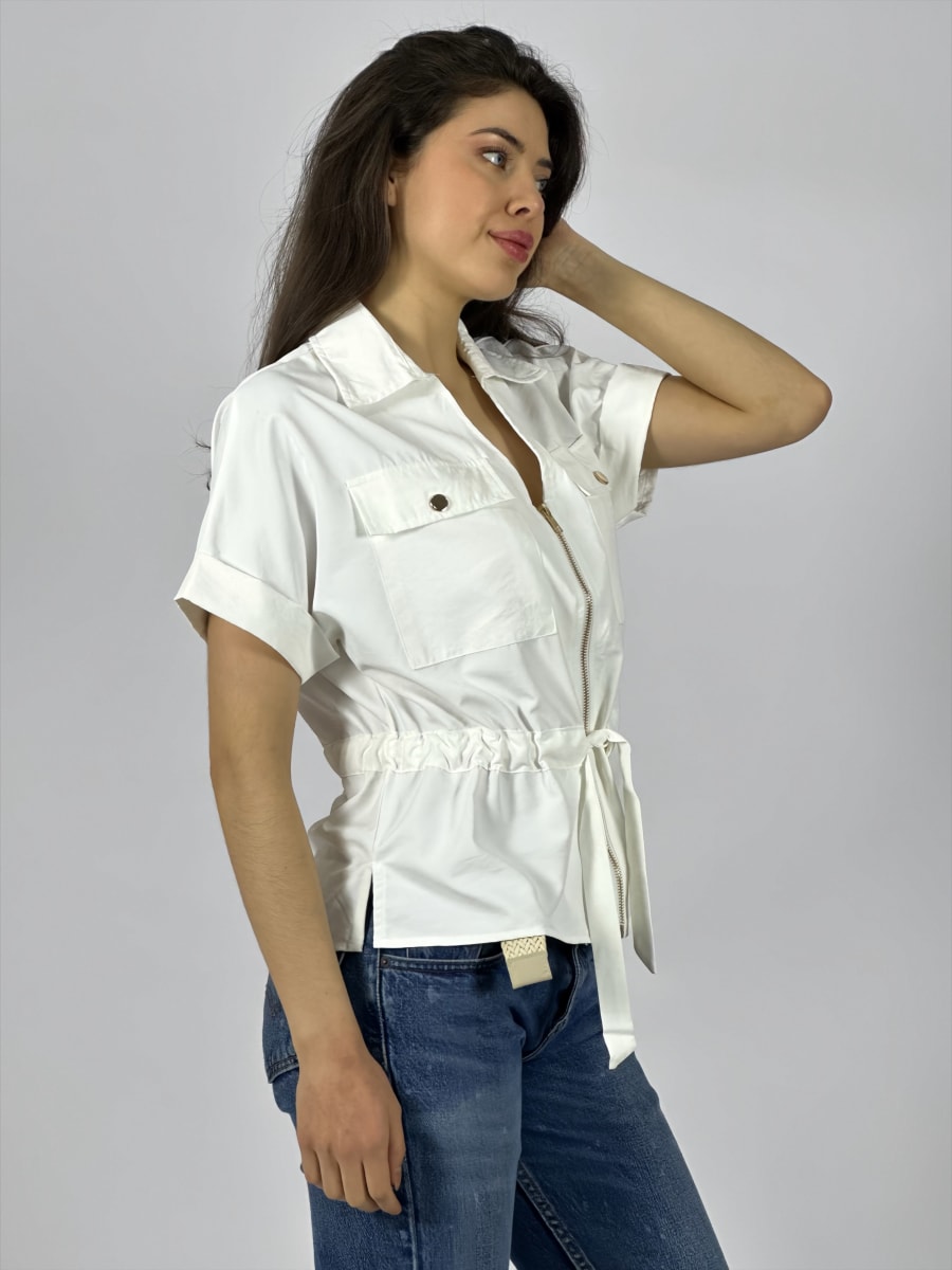 Blusa Con Bolsillos y Cierre Tela Cey A1-4512
