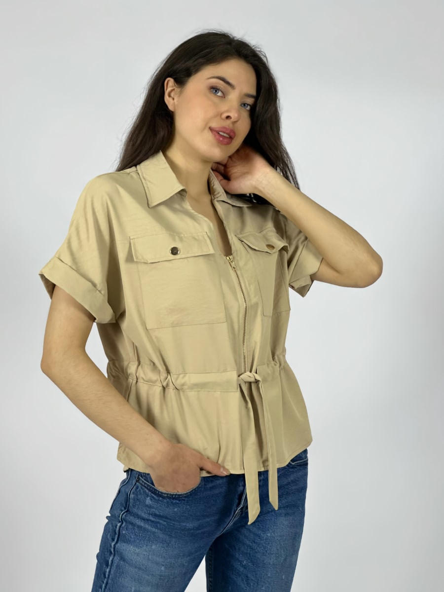 Blusa Con Bolsillos y Cierre Tela Cey A1-458