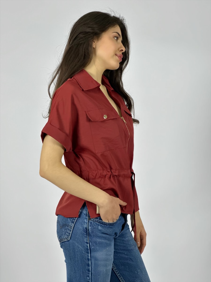 Blusa Con Bolsillos y Cierre Tela Cey A1-453