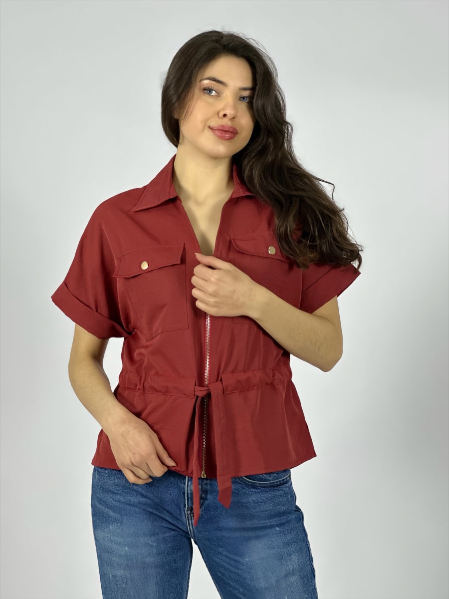 Blusa Con Bolsillos y Cierre Tela Cey A1-452