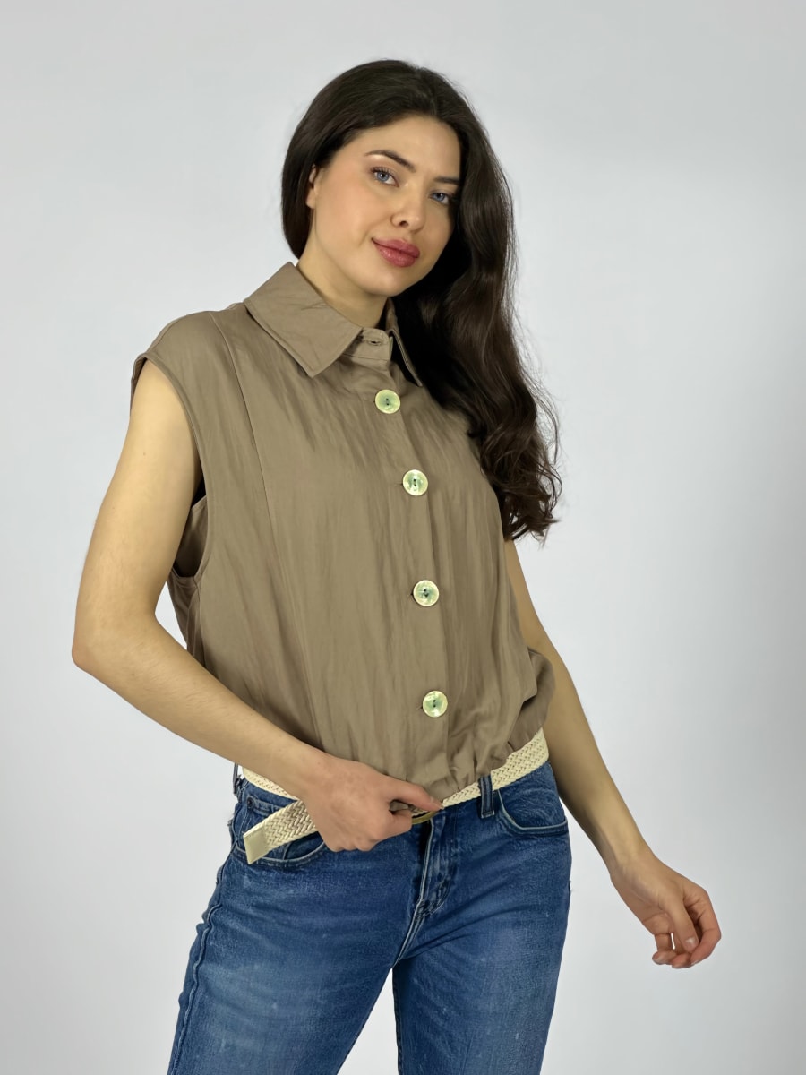 Chaqueta Bomber Sin Mangas Botones Grandes A4-903