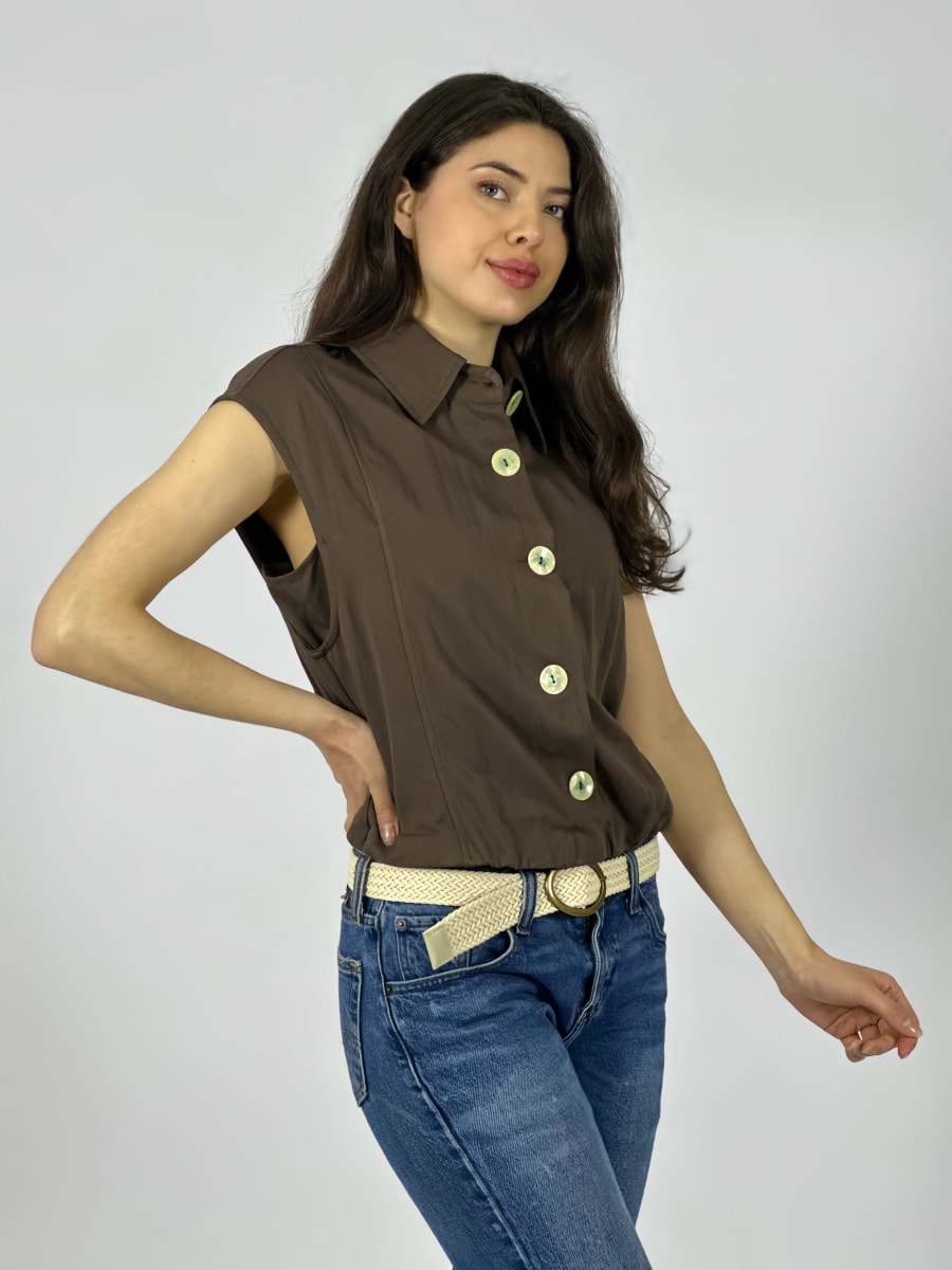 Chaqueta Bomber Sin Mangas Botones Grandes A4-906