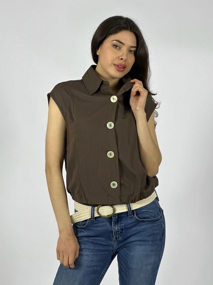 Chaqueta Bomber Sin Mangas Botones Grandes A4-907