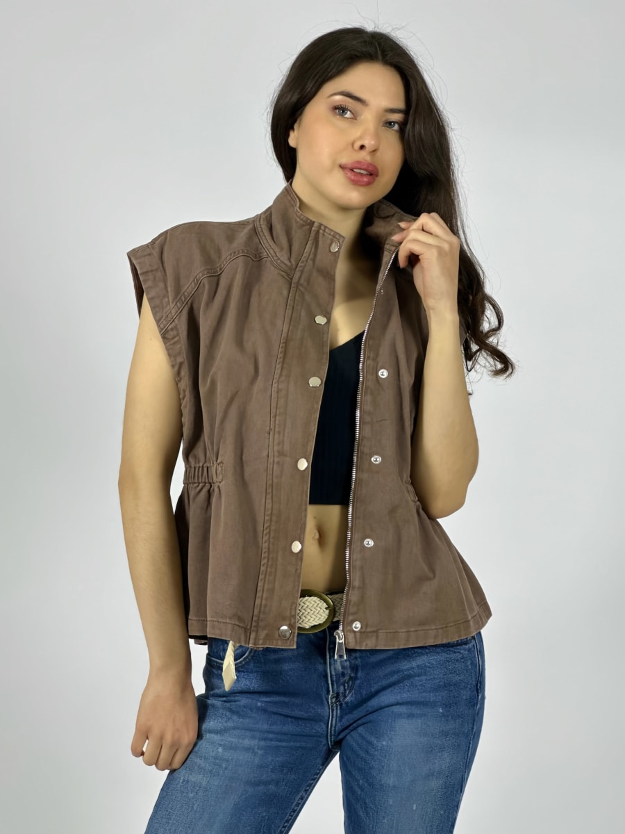 Chaqueta Mezclilla Sin Mangas Elasticada en Cintura A3-75/781