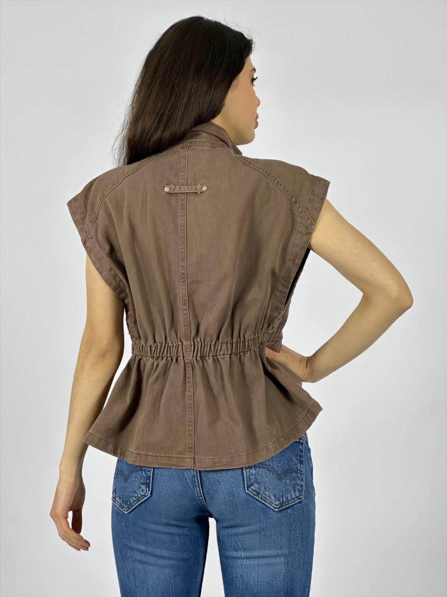 Chaqueta Mezclilla Sin Mangas Elasticada en Cintura A3-75/782