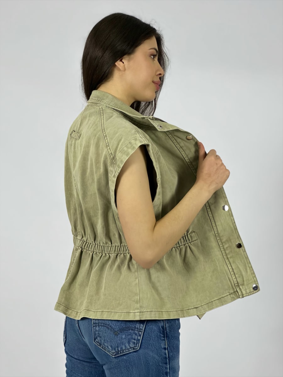 Chaqueta Mezclilla Sin Mangas Elasticada en Cintura A3-75/785