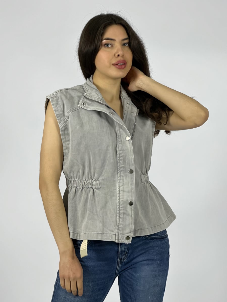 Chaqueta Mezclilla Sin Mangas Elasticada en Cintura A3-75/786