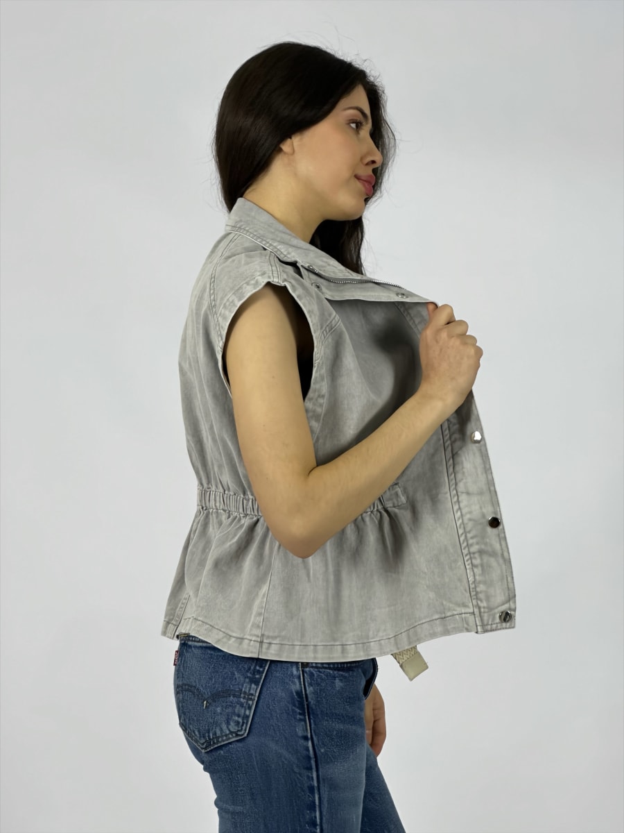 Chaqueta Mezclilla Sin Mangas Elasticada en Cintura A3-75/788