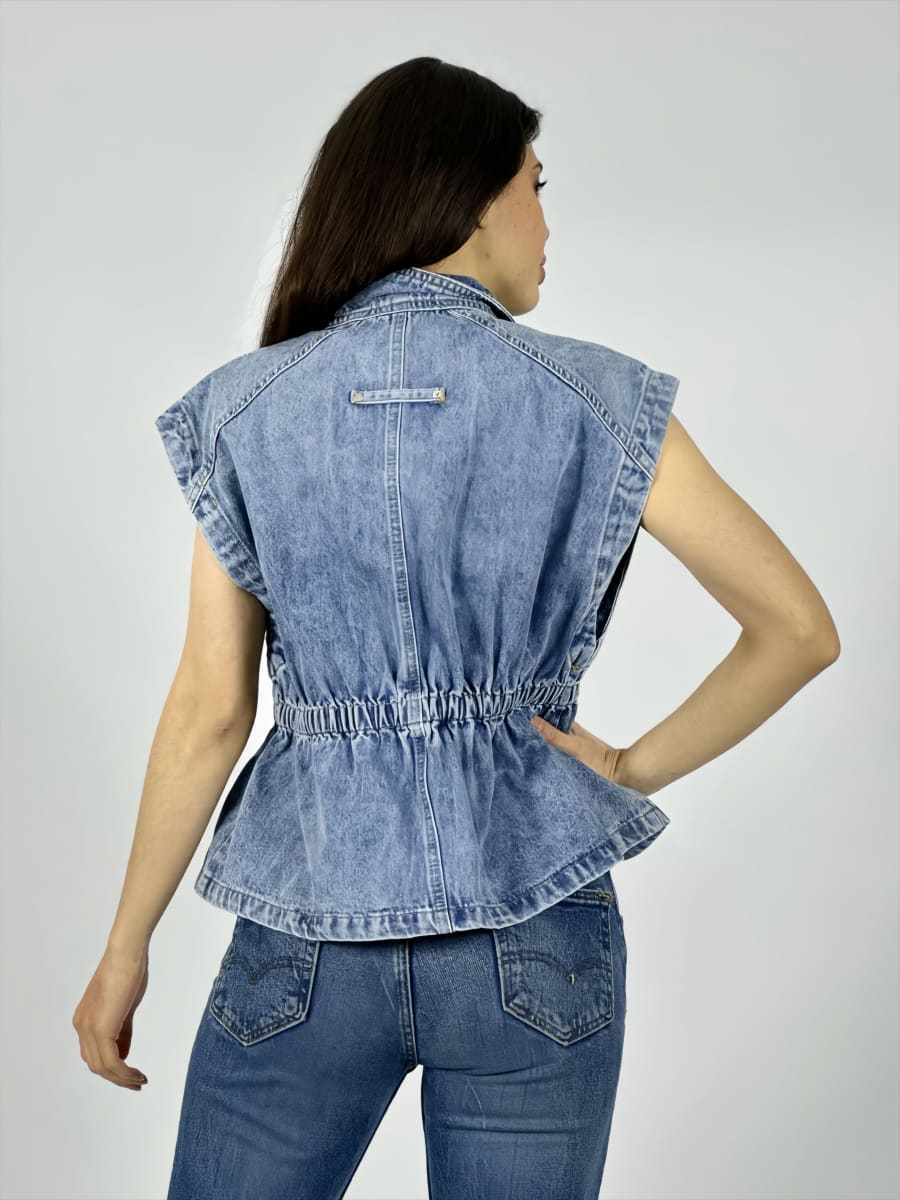 Chaqueta Mezclilla Sin Mangas Elasticada en Cintura A3-75/7810
