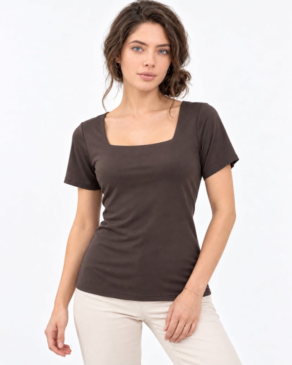 Polera Basica Cuello Cuadrado A4-842