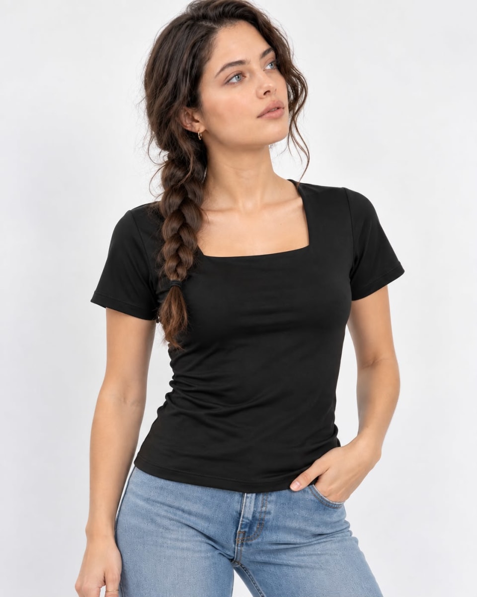 Polera Basica Cuello Cuadrado A4-844