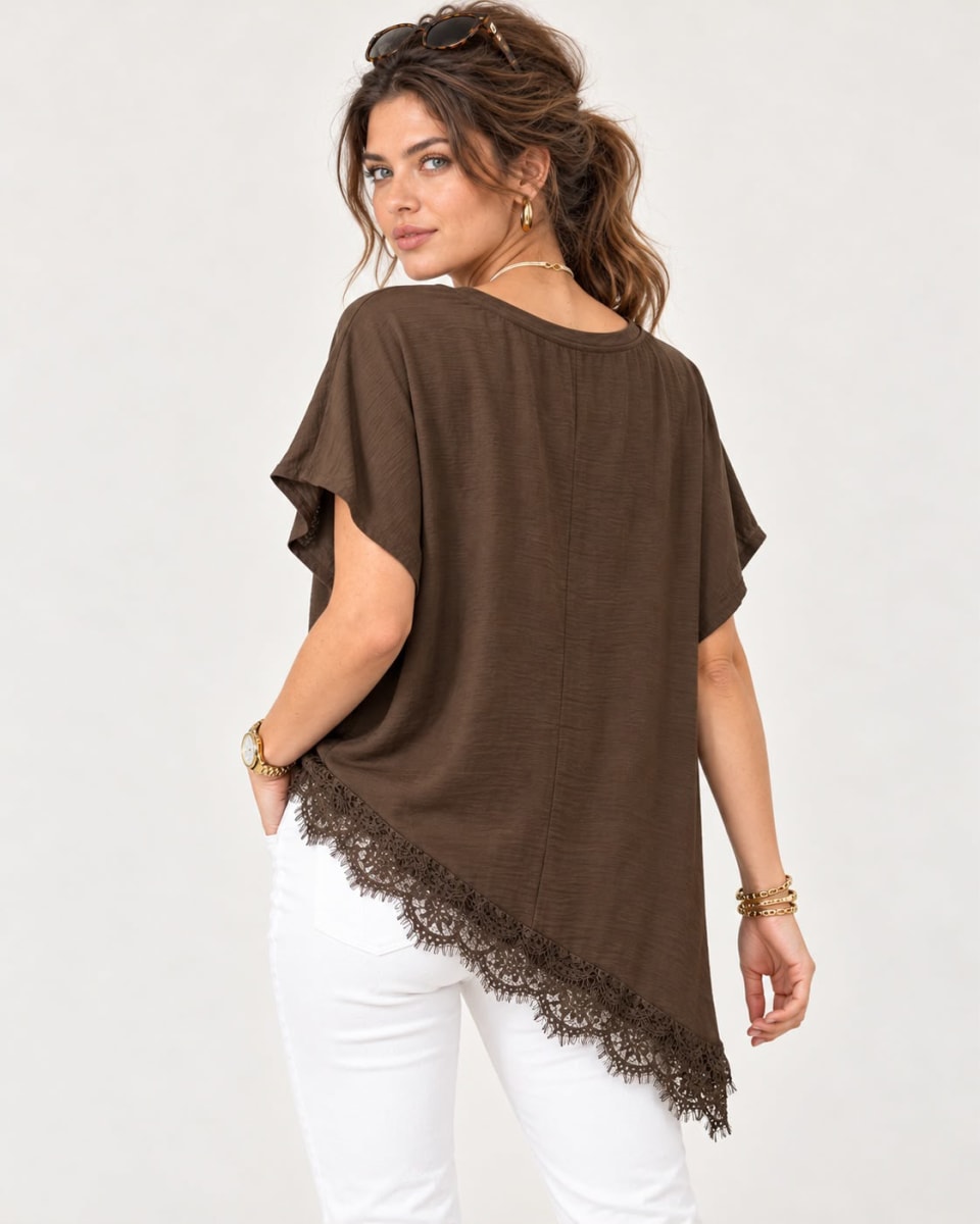 Polera Viscosa con Blonda y Collar A1-165