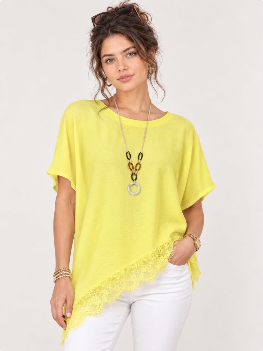 Polera Viscosa con Blonda y Collar A1-166