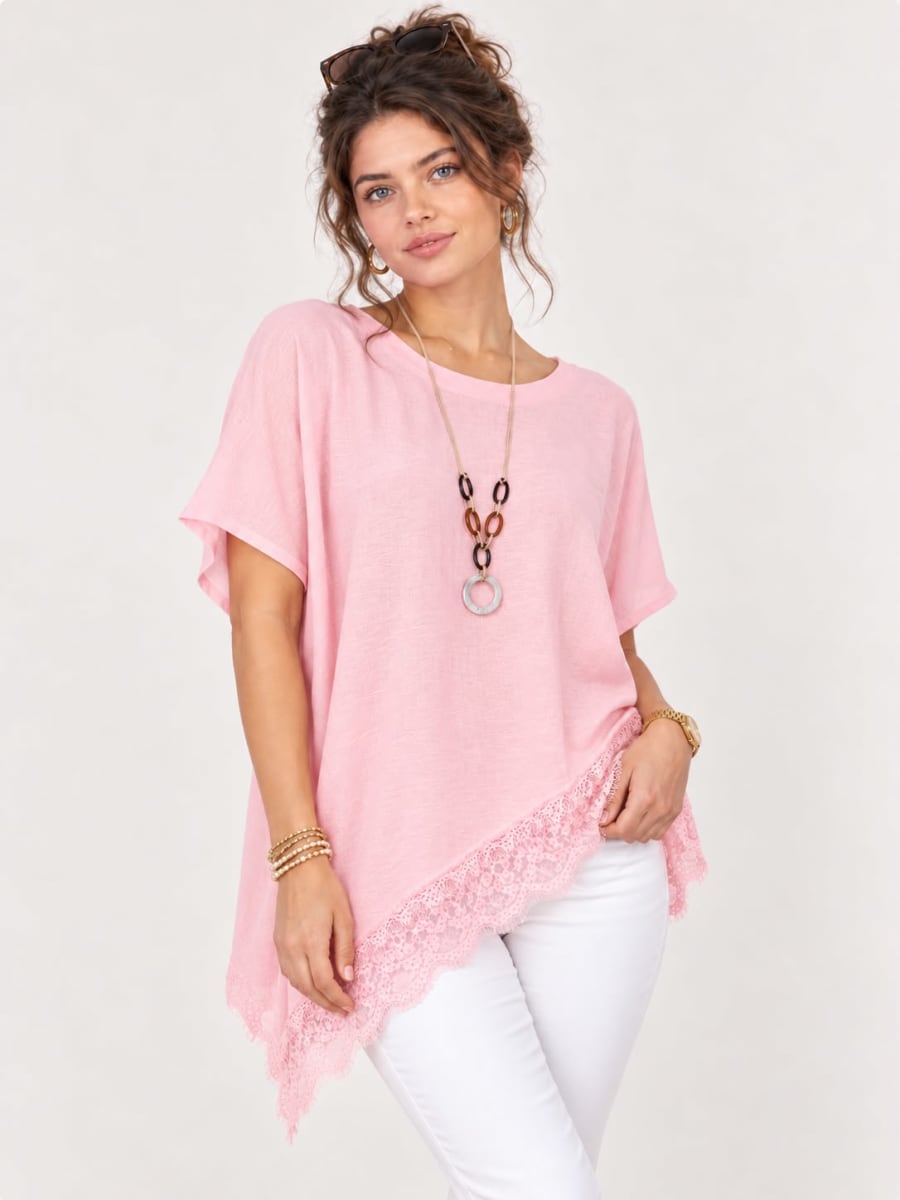 Polera Viscosa con Blonda y Collar A1-169