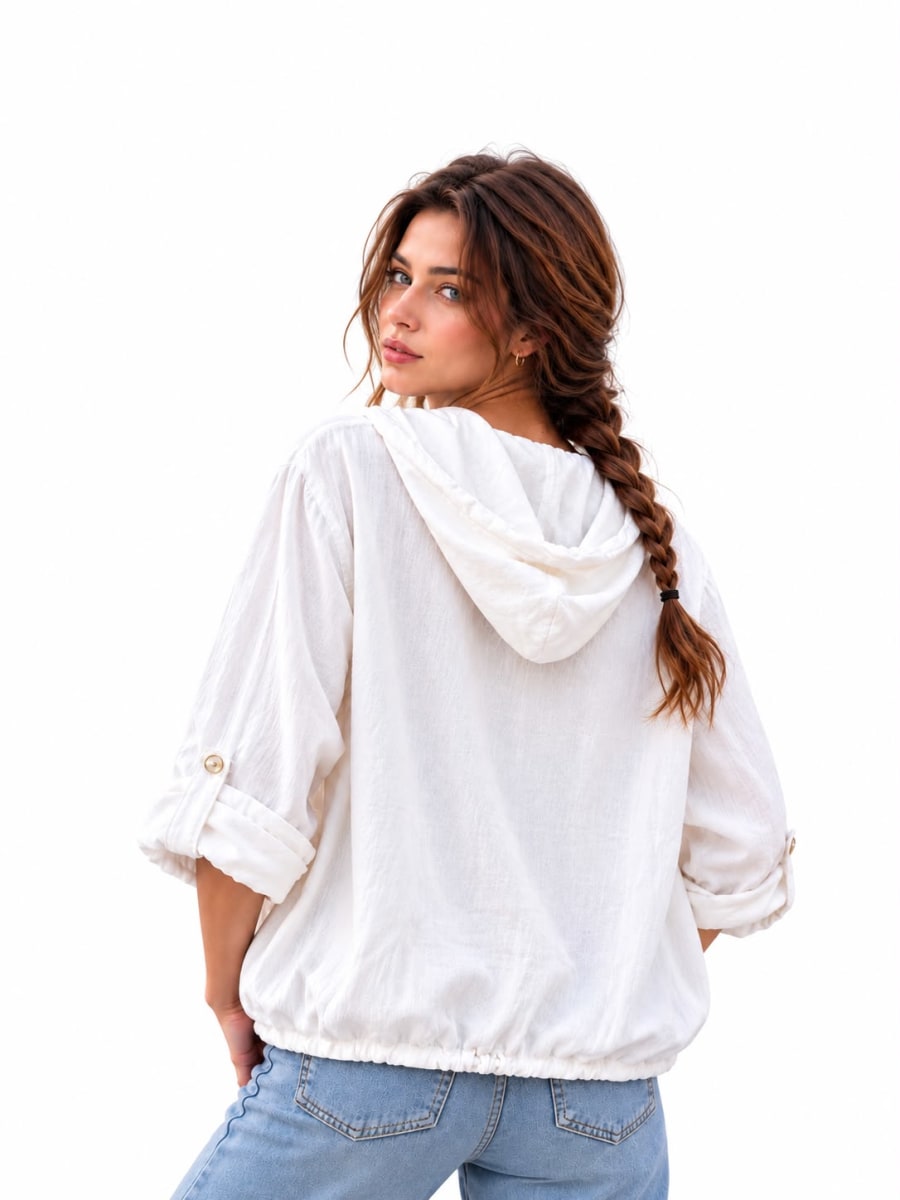 Bomber Lino Flor Bordada con Brillos A1-82