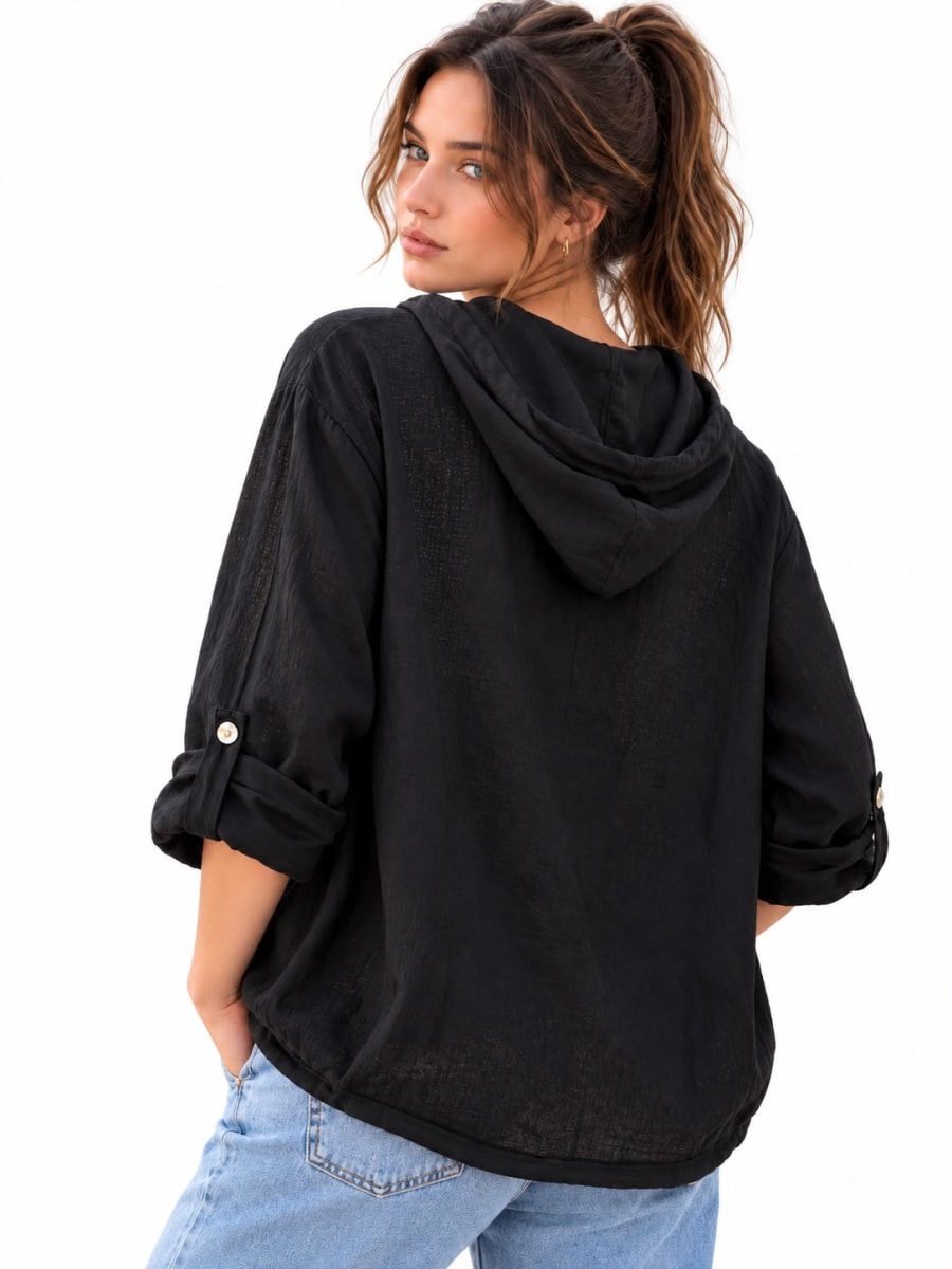 Bomber Lino Flor Bordada con Brillos A1-86
