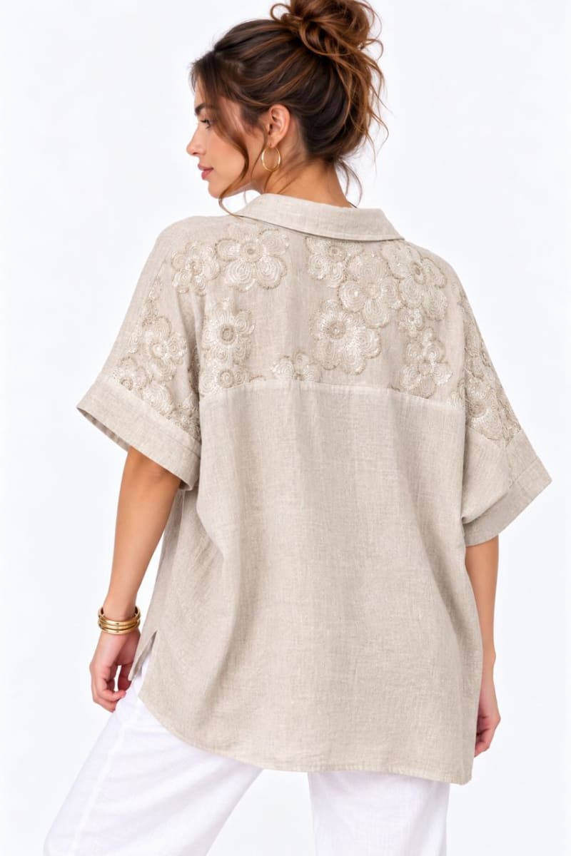 Polera Lino Flores Dorso A1-145