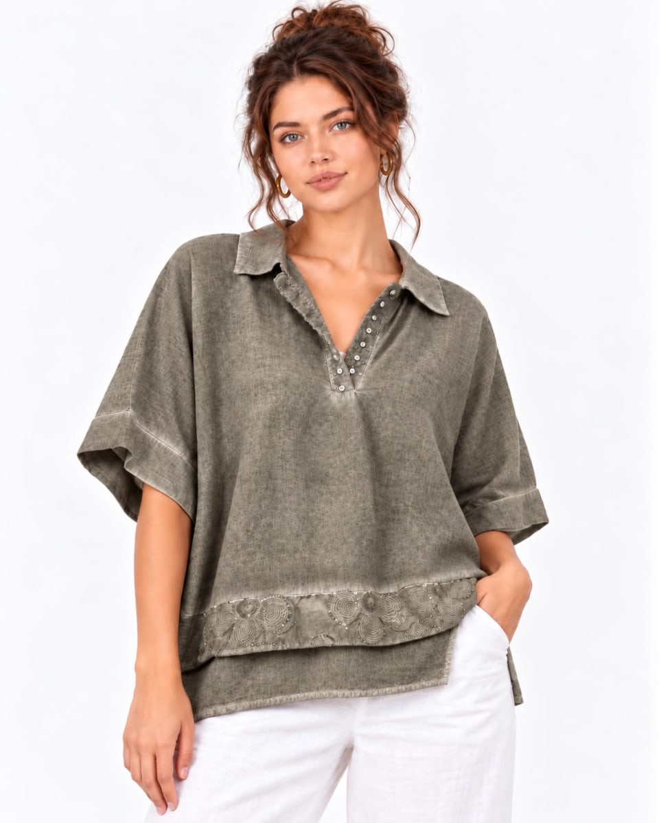 Polera Lino Flores Dorso A1-142
