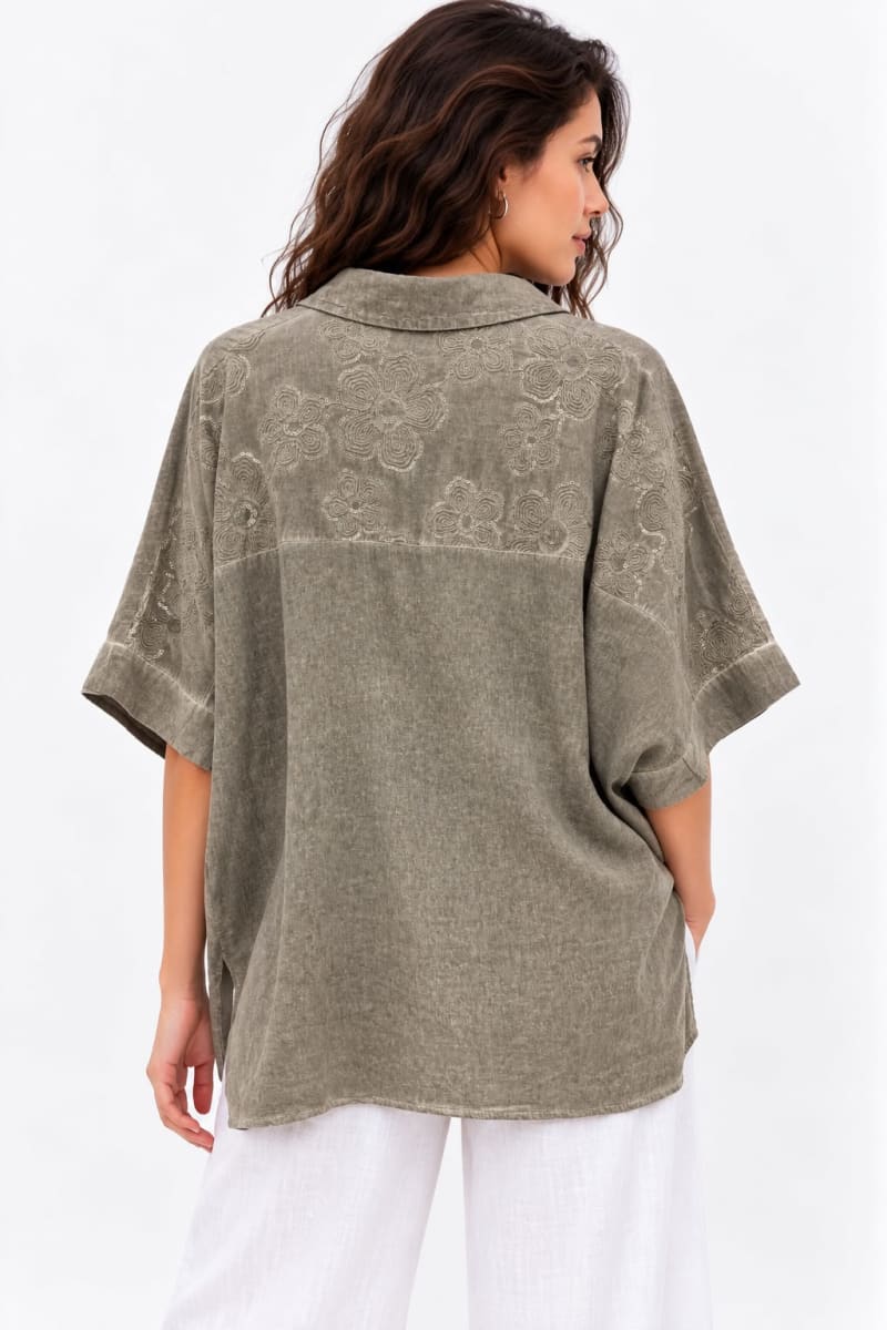 Polera Lino Flores Dorso A1-143