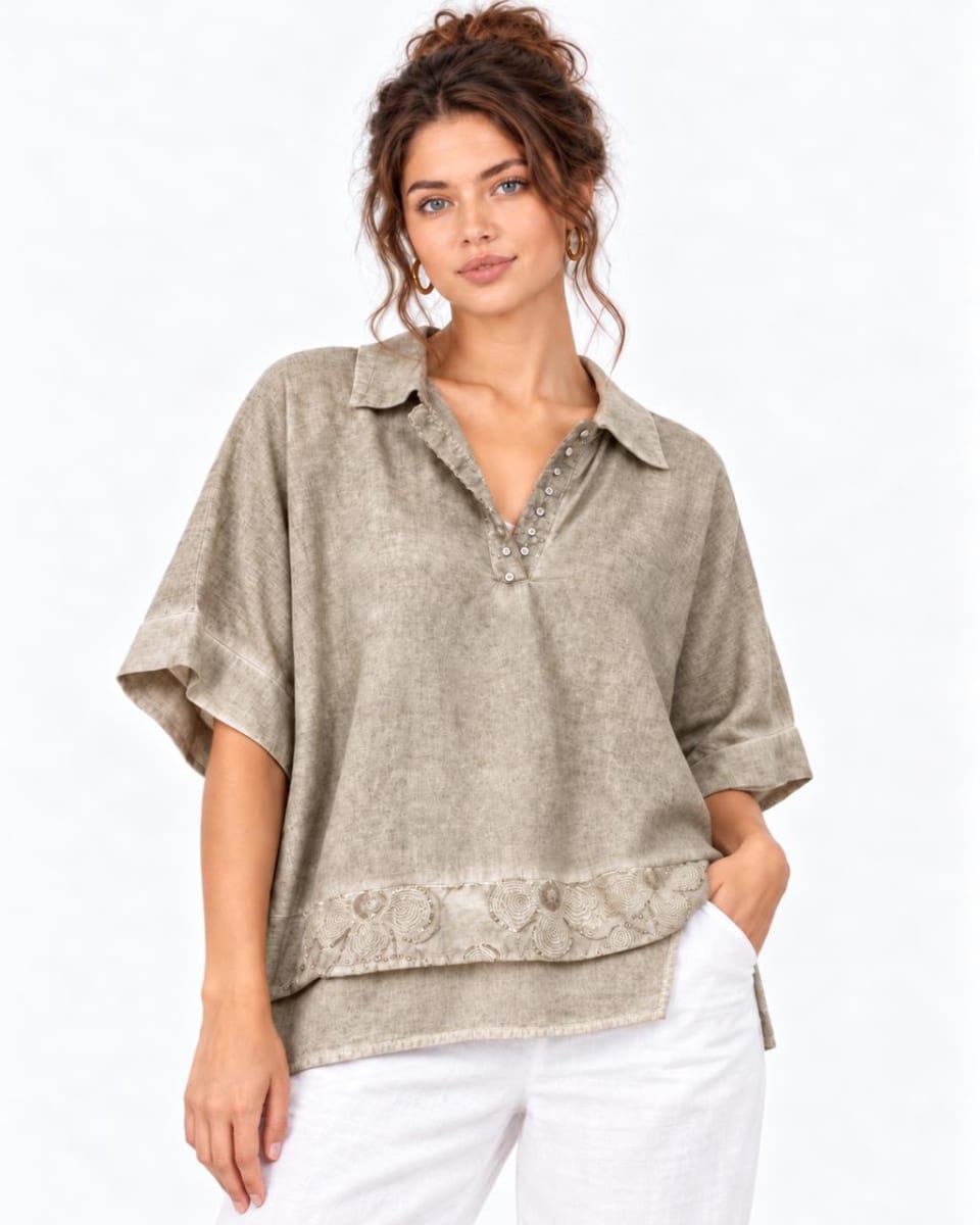 Polera Lino Flores Dorso A1-147