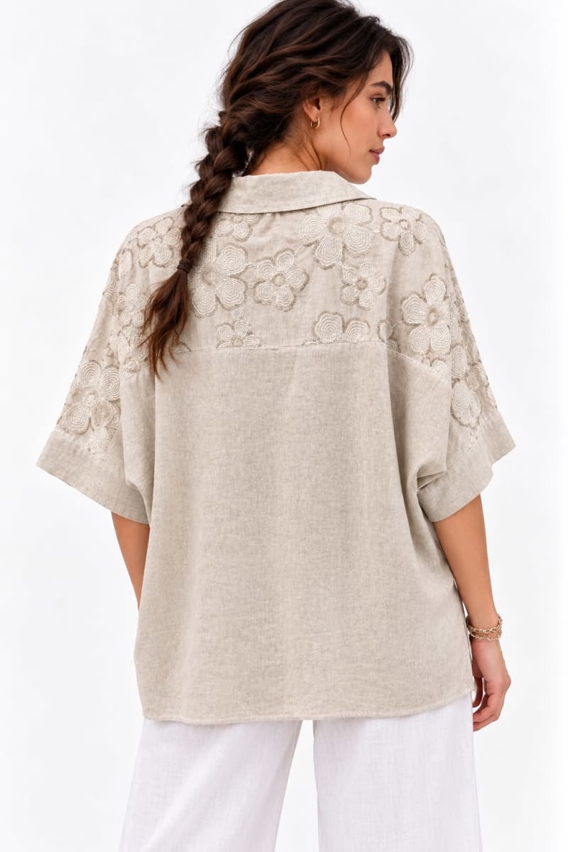 Polera Lino Flores Dorso A1-146