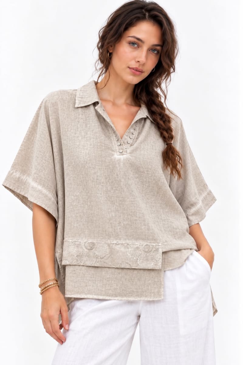 Polera Lino Flores Dorso A1-144