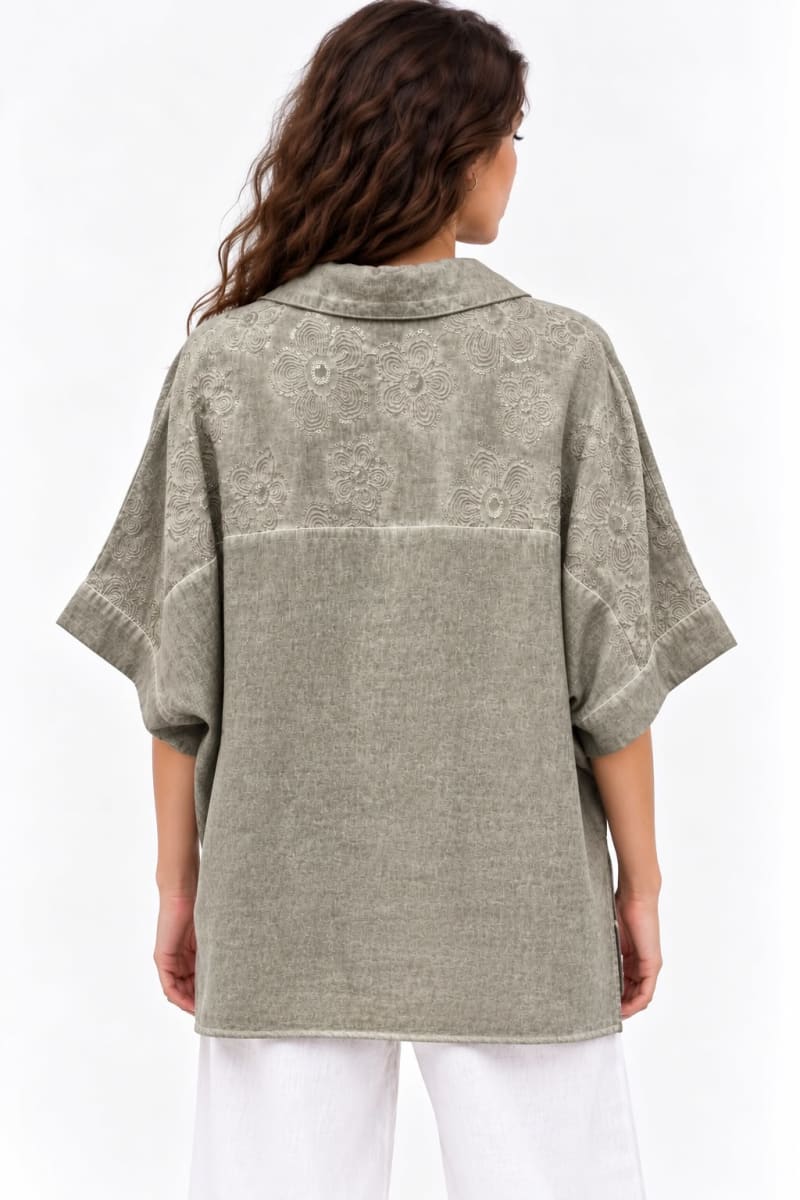 Polera Lino Flores Dorso A1-148