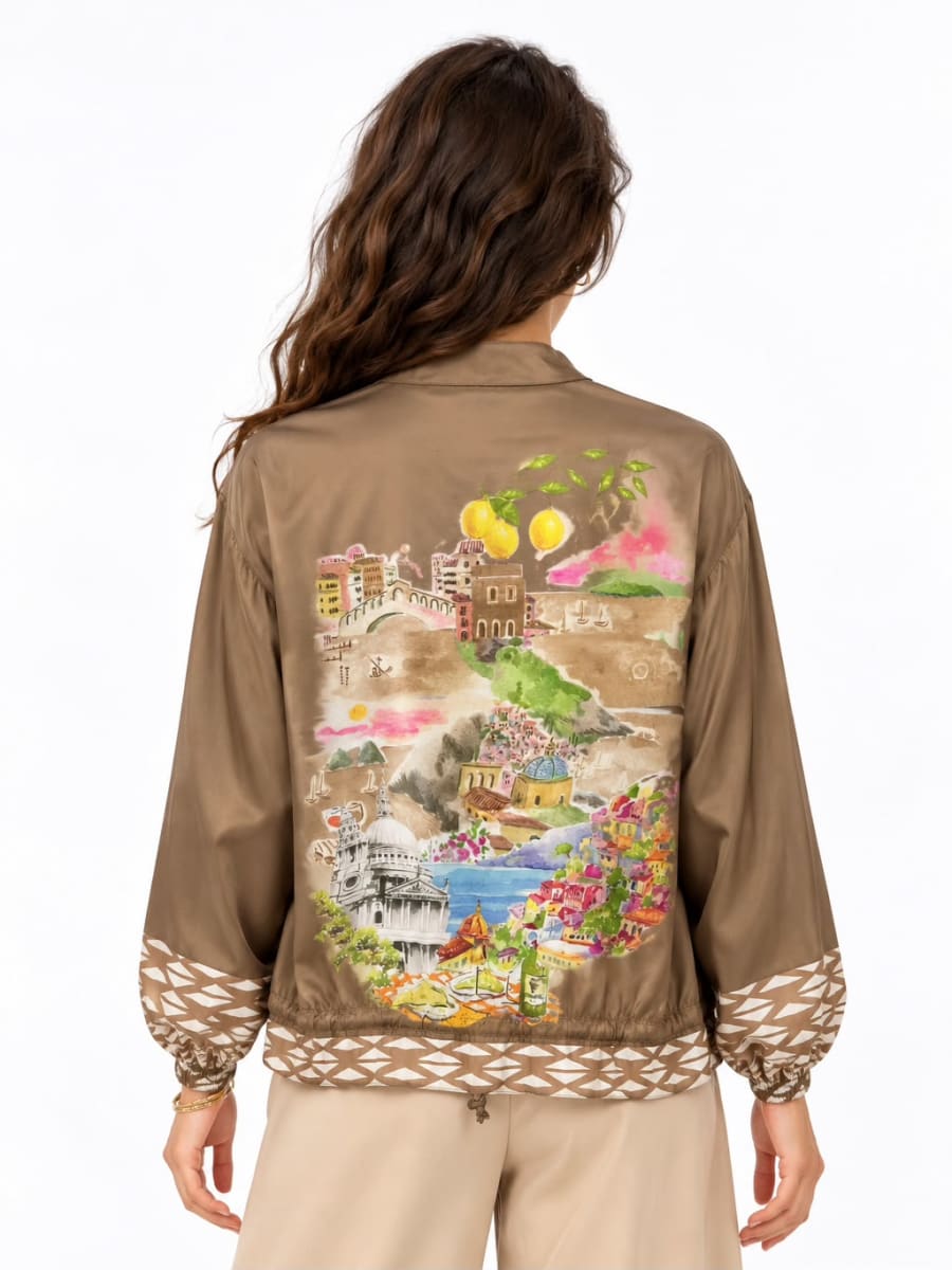 Bomber Satin Dorso Estampado LA RIVIERA Mediterranea A1-422