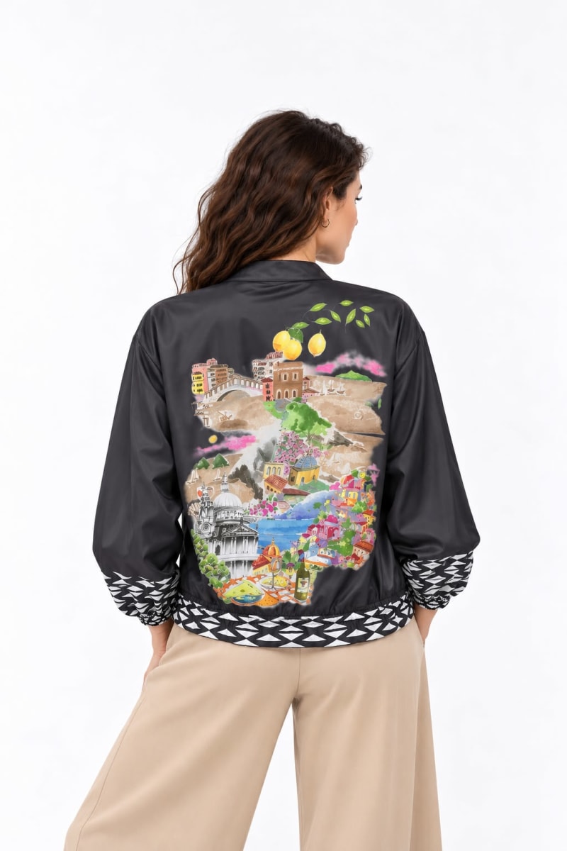 Bomber Satin Dorso Estampado LA RIVIERA Mediterranea A1-428