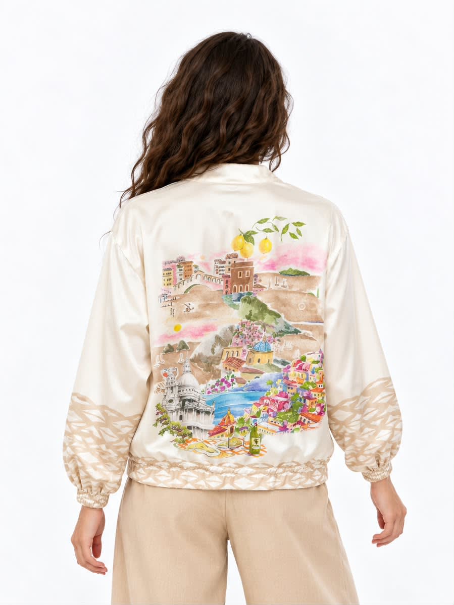 Bomber Satin Dorso Estampado LA RIVIERA Mediterranea A1-425