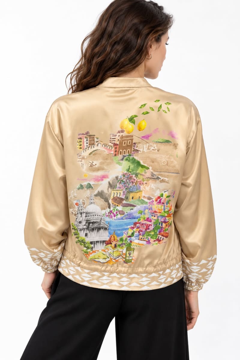 Bomber Satin Dorso Estampado LA RIVIERA Mediterranea A1-4210
