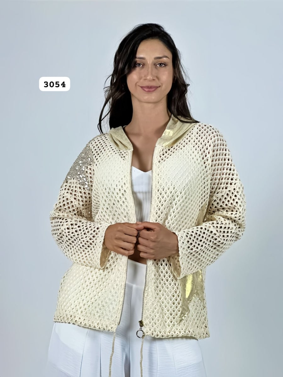 Poleron Tejido Estrellas y Capucha Brillante A2-611